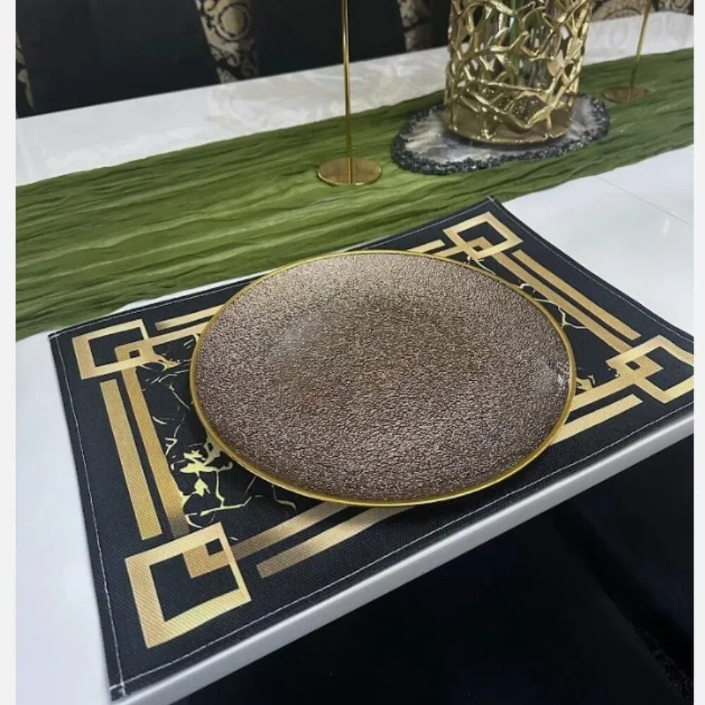 Black Gold Marble Luxury Placemats Set - Picture 4 of 6